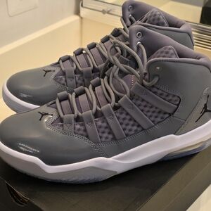 Jordan Men's Max Aura Cool Grey and White High-Top Sneakers